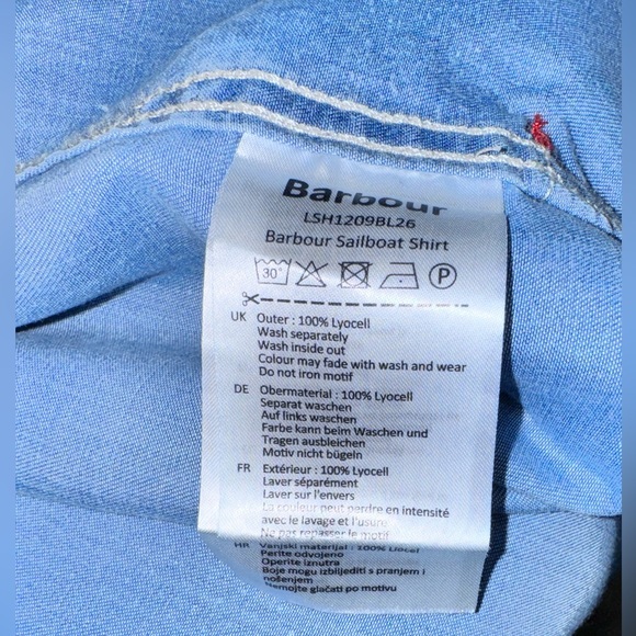 💥 BARBOUR sailboat poplin luxury chambray shirt women’s size medium 8 - Picture 14 of 17